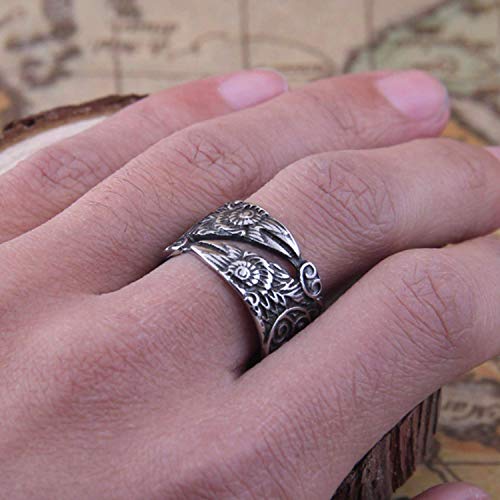 HAQUIL Viking Jewelry Odin's Ravens Ring for Men and Women, Adjustable Size (AD)3