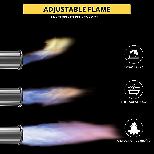 Image of TBTEEK Powerful Propane Torch Head, Sous Vide Grill Cooking Torch With Adjustable Flame, Safety Lock Charcoal Torch Lighter for BBQ, Searing Steak, Creme Brulee, Campfire (Tank Not Included)