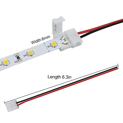 Lightingwill 10Pcs Pack Strip Wire Solderless Snap Down 2Pin Conductor Led Strip Connector For 8Mm Wide 3528 2835 Single Color Flex Led Strips #TOP3