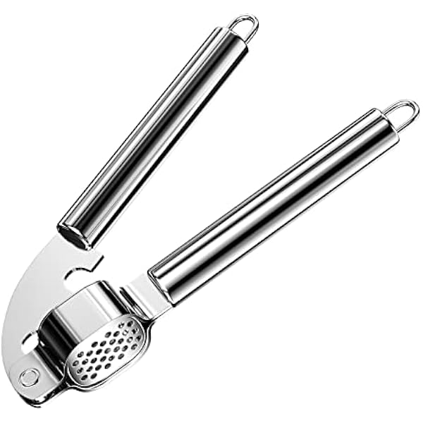 Newaner Prasa do czosnku, ze stali nierdzewnej, 20 cm, praktyczny pomocnik kuchenny, nadaje się do mycia w zmywarce, wygodna i łatwa do czyszczenia, mocna i wytrzymała.