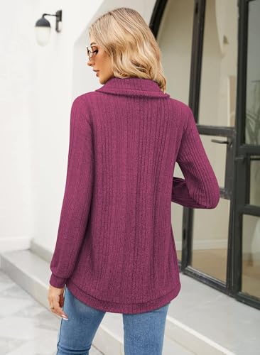 Image of Bulotus Tunic Sweaters for Women 2025 Turtleneck Sweater Pullover Lightweight Warm Tunic Tops for Leggings Loose Fit