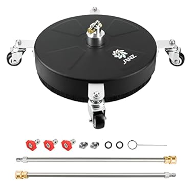 AMAZON - janz 16″ Pressure Washer Surface Cleaner with 4 Wheels,Hard Composite Construction, 1/4″ Quick Plug, 2 Extension Wand Attachments, 2 Replacement Nozzles and 3 Spray Nozzles, 4000 PSI