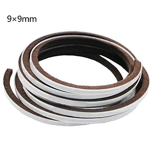 Carkio Adhesive Brush Weather Stripping,16.4 Ftx3/8 Inch X 3/8 Inch Felt Door Pile Weatherstrip Door Sweep Brush Compatible With Sliding Sash Door Window Wardrobe Seal (Brown) #TOP1