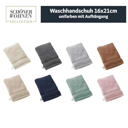 SCHÖNER WOHNEN Premium Waschhandschuh Baby 16x21 cm - saugstark - Luxus Waschlappen Grün - 100% Baumwolle - als Handtuch-Set kombinierbar - Frottee Kinder - Öko-Tex – Bild 6