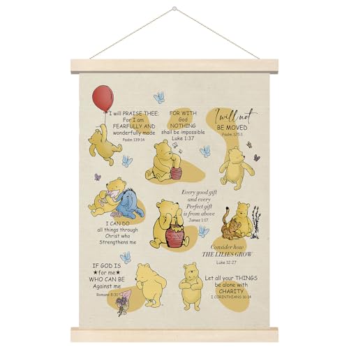 Colgador clásico de Winnie the Pooh, arte inspirador de pared de Winnie, regalos de Winnie para mujeres, colgador de pared de guardería, decoración de pared de guardería, obra de arte de pared de