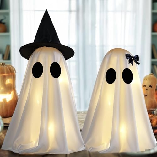 [Timer] Light Up Halloween Ghost Decorations, Set of 2 DIY Spooky...