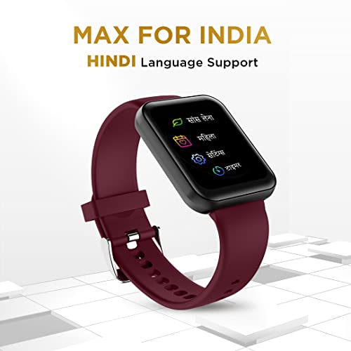 Image of GIZMORE Gizfit Blaze Max 1.85 inch IPS Display with 240 x 280 px | 450 NITS Brightness BT Calling Edge to Edge Display, Voice Assistance, Bluetooth Smartwatch (Burgundy)