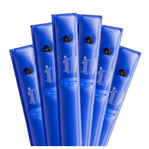 Juecity Pool Cover Water Bags, 6 Pack 8FT Water Tube for Swimming Pool, Water Weights for Pool Cover, Blue Pool Water Tubes with Handle, 28 Gauge(0.42mm)