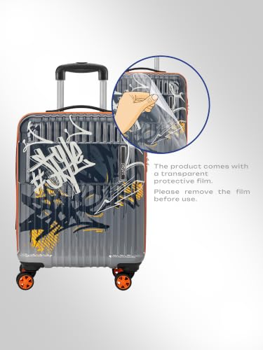 Image of Safari Scrib Large 8 Wheels 77cm Check-in Trolley Bag Hard Case Polycarbonate 360 Degree Wheeling System Luggage, Trolley Bags for Travel, Suitcase for Travel, Grey Printed