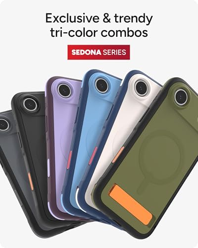 Image of ZAGG Sedona Snap Case with Kickstand for iPhone Air - Flood Black, Drop Protection (13ft /4m), Multi-Layer Protection, with Camera Button, MagSafe Phone Case with Impact-Absorbing Bumpers