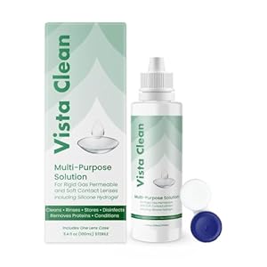 Vista Clean Multi-Purpose Solution for Scleral and Gas Permeable Contact Lenses, Includes Lens Case (3.4 fl oz)