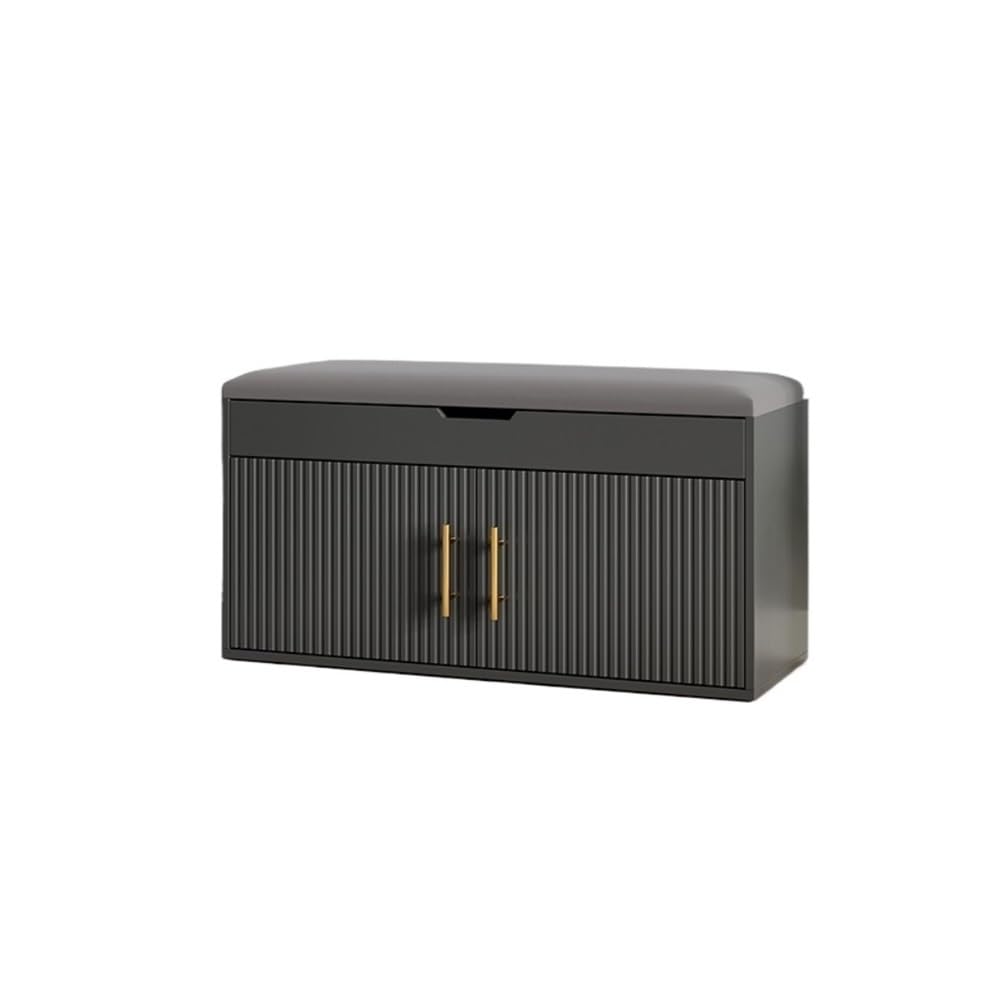 Banc à chaussures gris de 60cm avec rangement et tabouret à langer rembourré pour entrée