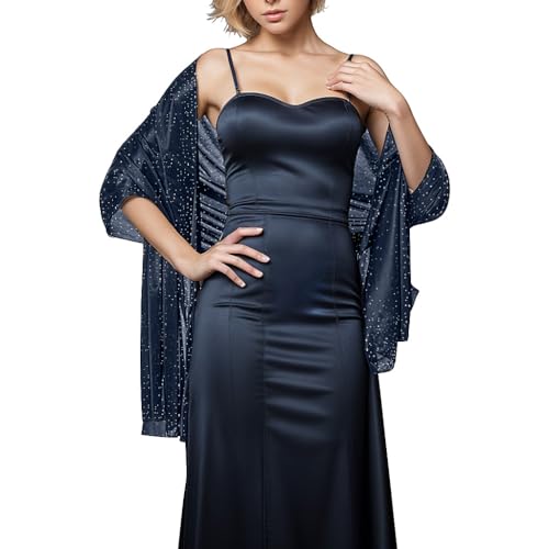 Vijiv Shawls Scarfs Wraps for Women Formal Evening Glamour Dresses, 1920s Wedding Sparkly Silk Chiffon Scarves Lightweight3