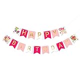 Laffact Jojo Birthday Banner, Pink Jojo themed Birthday Swallowtail Flag Bunting with Sparkle...