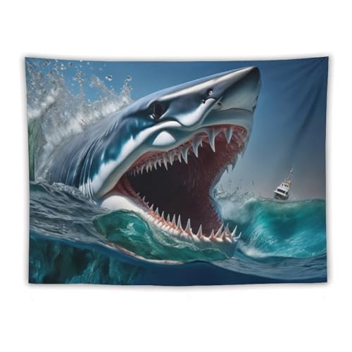 Tapisserie requin grand format pour mur de salon moderne - 3