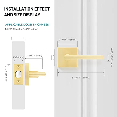 Heittis Gold Keyless Door Handle Set Passage Door Lever For Hall And Closet, Satin Brass Finish, 10 Pack #TOP6