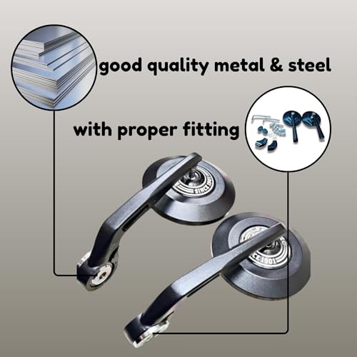 Image of Pure Biking Bike Handle Bar End Mirror Compatible with New Standard Hunter Meteor Super 650 Shotgun GT Continental Interceptor Reborn Himalayan Scram Guerrilla (All New Models Black)