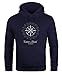 Produktbild Neverless Hoodie Herren Kompass Windrose Navigator Segeln Kapuzenpullover Sweater Männer Navy L