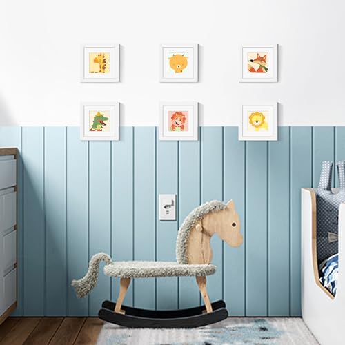 Image of upsimples 6x6 Picture Frame, Gallery Glass Photo Frames Set of 3, White | Fit 4x4 with Mat and 6 x 6 Photos, Gift for Christmas, Wall Decor and Table Display for Living Room, Hallway, Gallery
