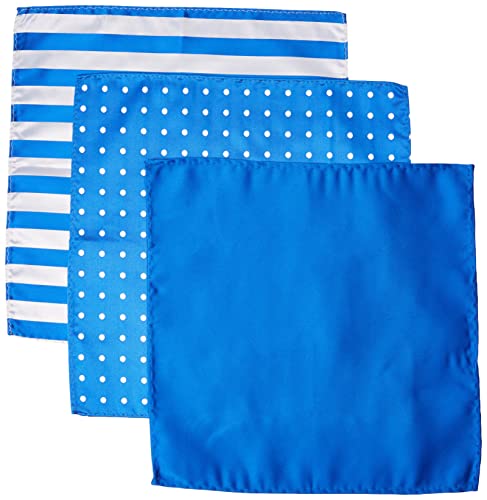 Stacy Adams Mens 3 Pack Satin Solid Striped Dots With Pocket Squares Necktie, Blue, One Size Us #TOP2