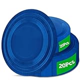 40Pcs Disposable Paper Plates Blue,Including 20pcs 9' and 20pcs 7' Plates,Strong and Sturdy Disposable Plates for Party, Dinner, Holiday, Picnic,Birthday Party, Dinner Table, Wedding