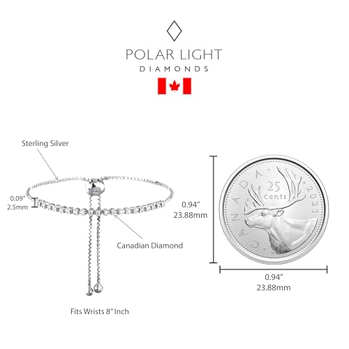 Image of Polar Light Signature Canadian Diamond Charm Bracelet in .925 Sterling Silver - Choice of Rolo or Paperclip Style Chain