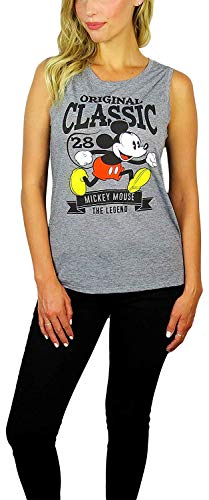 Disney Womens Mickey Mouse Graphic Sleeveless Tank Top (Grey Heather, Small) -  00-GX333YZD-NO