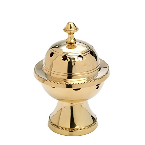 NKlaus Table encensoir avec coupelle intérieure Déco brûleur d'encens Laiton Petit Or 7576