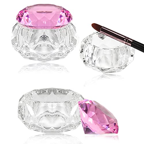 MS.ING 2 Pieces Crystal Glass Dappen Dish for Nail Art Monomer Cup with Lid Crystal Bowl Glass Dish Glass Nails Cup Liquid Nail Art Manicure Care Tools