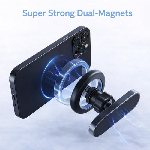 Image of LEPHYON Magnetic Phone Holder for Gym, Ultra Strong Magnet Phone Mount for Exercise Equipment, Compatible with iPhone Samsung All Cell Phones, Adjustable 360 Rotation, No-Slip Workout Accessory