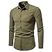 Vexiangni Bouton Demi-chemise couverte de pots fixes col Long Turn-Down manches Hommes Chemises Hommes Chemise Et Pull-over Hommes Ensemble, Vert armée., M