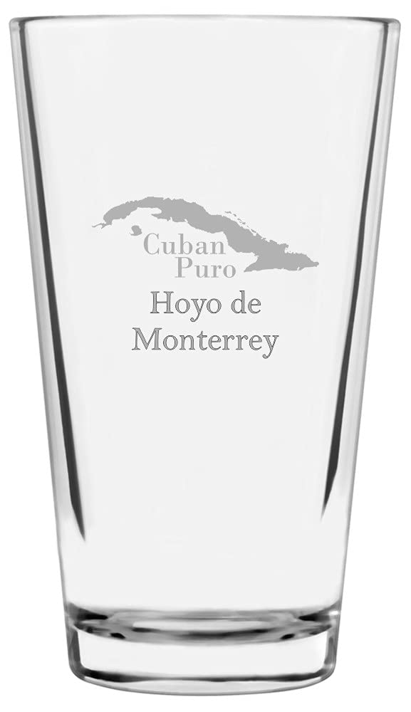 Hoyo de Monterrey Cuban Cigar Themed Etched 16oz Pint Glass