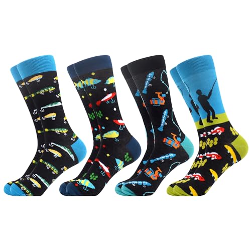 Ya en mundofriki.es: WeciBor Calcetines coloridos ocasionales estampados de algodón peinado divertido novedad de los hombres, 4 pares de pesca, 47-50