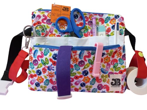 GALBA®. Bolsa Riñonera Enfermeras. Fanny Pack. Organizador. Bolsillo Grande. TCAE. Bolis y Tijeras Sanitarios. Resistente. Multiples Compartimentos. Ergonimica para Trabajo Hospital. Ligera. VIRUS.