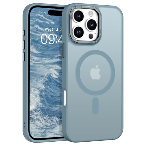 Coque iPhone 16 Pro Max MagSafe BENTOBEN protection antichoc fine gris-bleu