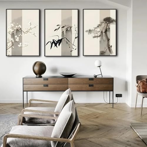 Peinture fleurs encre de chine sur toile de qualité premium affiche d'art mural encadrée XINBAO