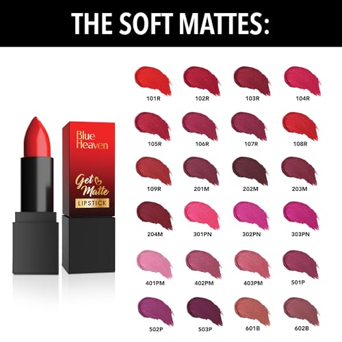 Image of Blue Heaven Get Matte Lipstick, Long Lasting, Light Weight Lipsticks for Women, Moisturizing Matte Lipstick for Women - 203M, 4g