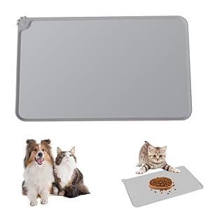 Cat & Dog Feeding Mat, Waterproof Non-Slip Pet Food Mat with Raised Edges for Mess-Free Pet Feeding – Premium Silicone Food Mat for Dogs & Cats, Dishwasher Safe Pet Feeding Pad