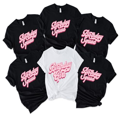 Birthday Girl and Squad Shirts, Party Group T-Shirts, Group Photo Tshirts, Girls Birthday Squad Shirt Black