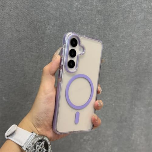 Coque magnétique avec dragonne pour Galaxy S25 Ultra violet, protection transparente Samsung