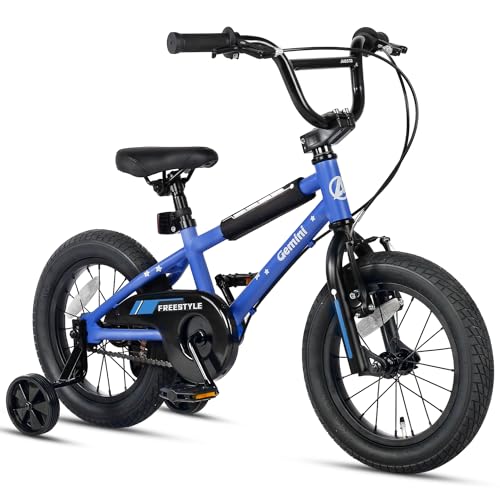 AVASTA(アバスタ)Gemini子供用BMX自転車14・16・18インチ（幅：2.4インチ）かっこいい街乗りキッズバイク 3歳～10歳 幼児小児小学生低学年 男の子女の子 こども乗り練習 キックスタンド 取り外し可能補助輪 高さ調節可能柔らかいサドル 前後輪ブレーキ付き 多色展開