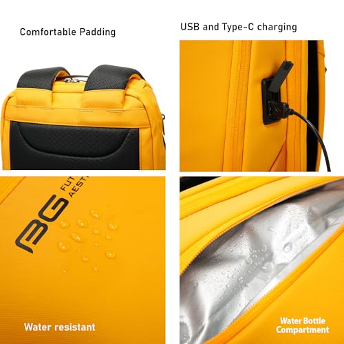 Image of Red Lemon BANGE Captain 30L Business Smart Waterproof Backpack fit Upto 15.6 Inch Laptop Backpack with USB&Type-C Charging Port,Travel Durable Backpack for Men and Women (Sporty Yellow)