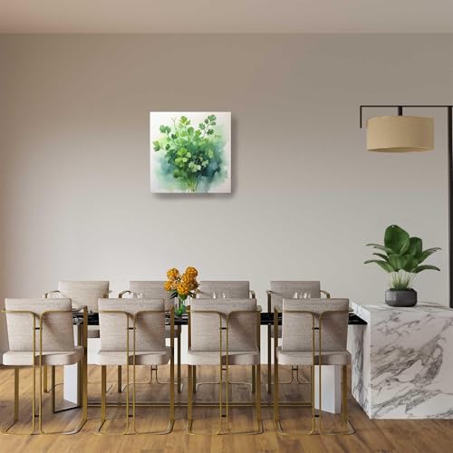 Impression sur toile coriandre style minimaliste format carré 60x60cm