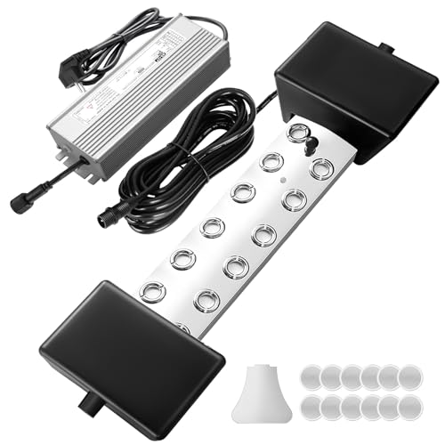 Ultraschall Nebelmacher Nebler Luftbefeuchter, 12 Köpfe 9000ml/H 400W Hohe Nebelausgabe Halloween Mister Fogger für Teich, Gewächshaus, Luftbefeuchtung, Dekoration (mit Ersatzmembranen) (12 Head)