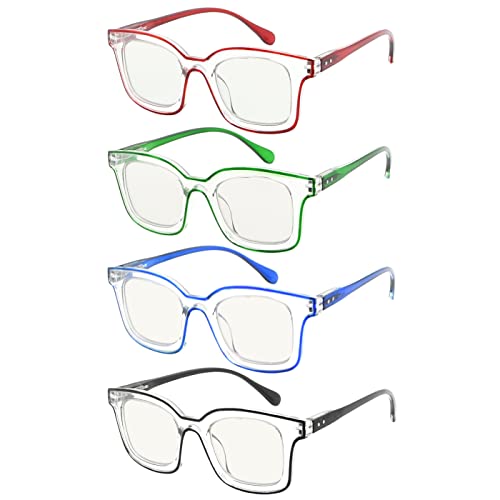 Eyekepper 4-Pack Progressive Multifocus Reading Glasses for Women Multifocal Readers Double Color 3.0