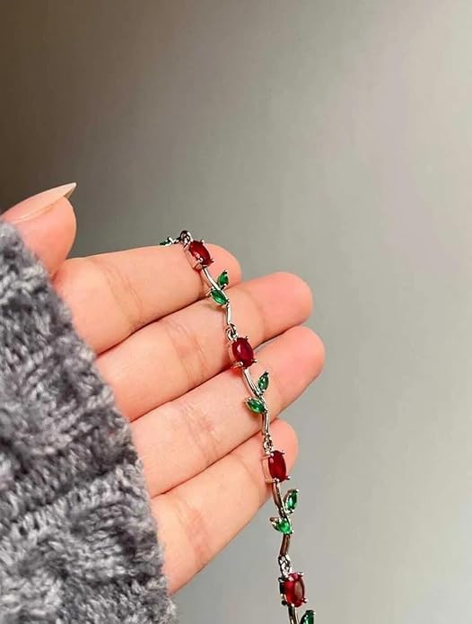 Image of MIRAYHA VIral Tulip Bracelet for Women | Bloom Floral Tulip With Crystal Stones For Women & Girls| Gift for Girlfriend & Wife|Romantic Floral Crystal | Cute Aesthetic Korean Jewellery