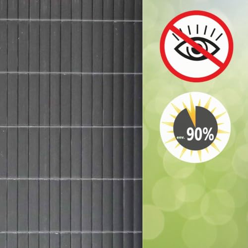 UrFence 100x600 Brise Vue Balcon Exterieur - Canisse PVC Gris - Cloture de Jardin Cache Vis-à-Vis - Brise Vent Terrasse Exterieur Pare Soleil Balcon Cache Vue Jardin Lamelle Occultante Grillage Rigide – vue 6