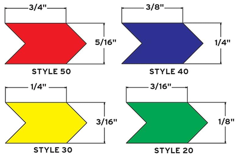 Caplugs AR-SH ARG40ZF1M - Identification Arrows and Dots - Flagging, Inspection, Color Coded Sizing, Roll Packaged, Fluorescent Green Paper, 3/8
