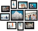 Americanflat Lot de 10 Cadres Photos   Cadre Photo Multiple avec Deux 20x25 cm, Quatre 13x18 cm et Quatre 10x15 cm  Décoration Murale et Collages avec Verre Résistant aux Chocs   Noir