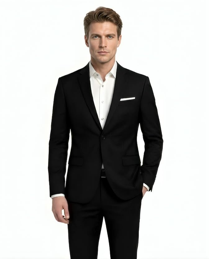 darbar in Men's Black Slim Fit Blazer, Single-Breasted Blazer, Formal Wear-picture-24